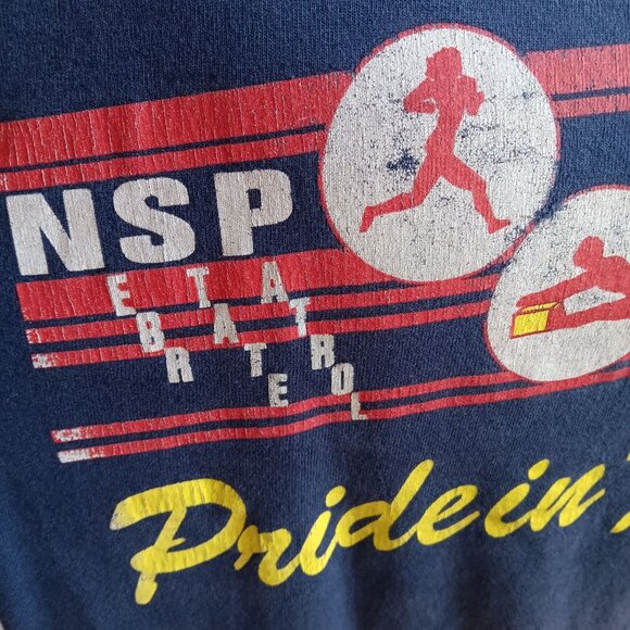 Nebraska State Patrol Vintage T-Shirt XL 1990s Crackle Graphic Fitness Blue USA - Picture 3 of 10